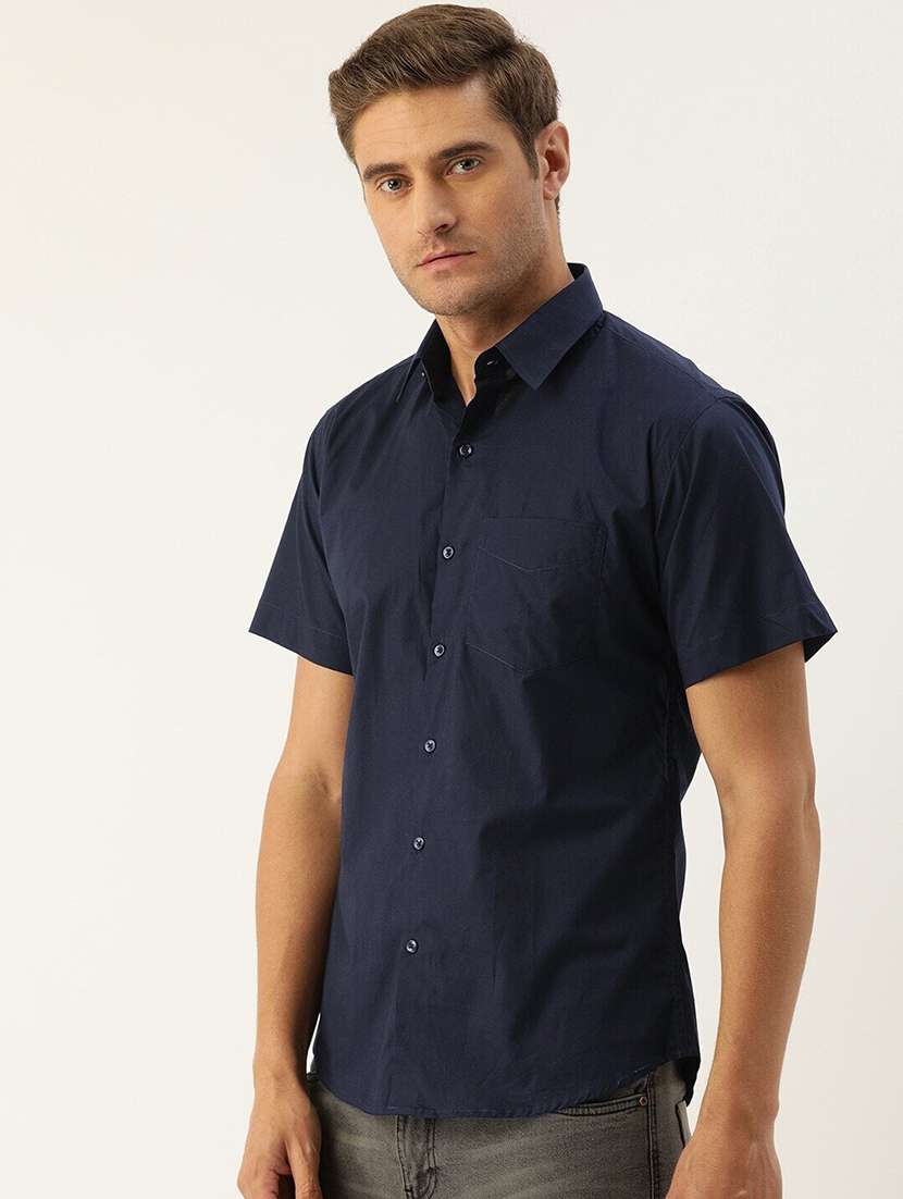 men solid collared short sleeve regular fit shirt - 22039689 -  Standard Image - 1