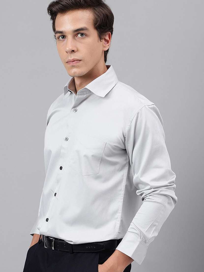 men solid collared long sleeve shirt - 22039698 -  Standard Image - 1