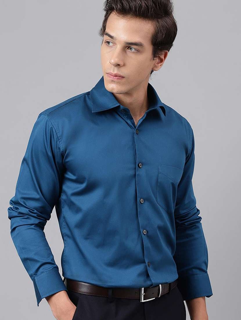 men solid collared long sleeve shirt - 22039700 -  Standard Image - 1