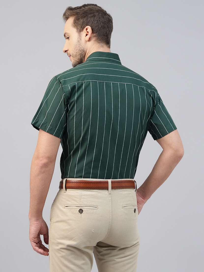 men striped collared short sleeve shirt - 22039705 -  Standard Image - 1