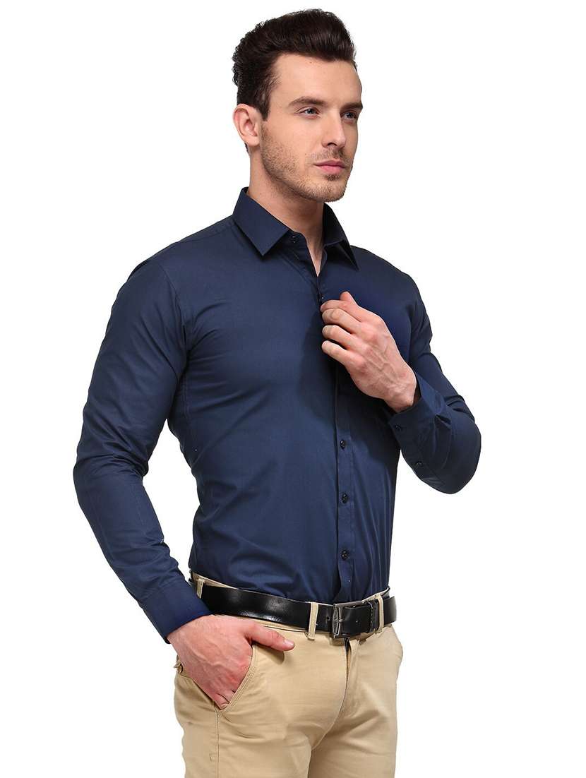 men solid collared long sleeve shirt - 22039706 -  Standard Image - 1