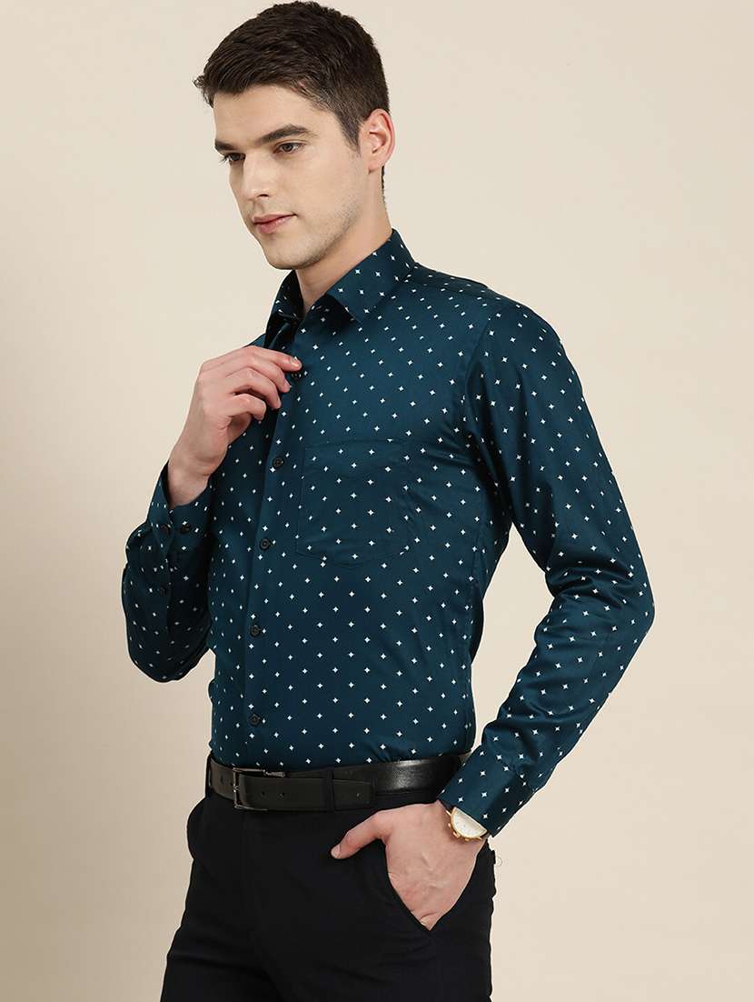 men printed collared long sleeve shirt - 22039708 -  Standard Image - 1