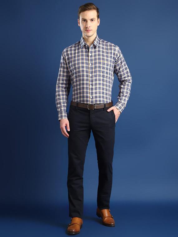 men checkered collared long sleeve shirt - 22039713 - Standard Image - 4