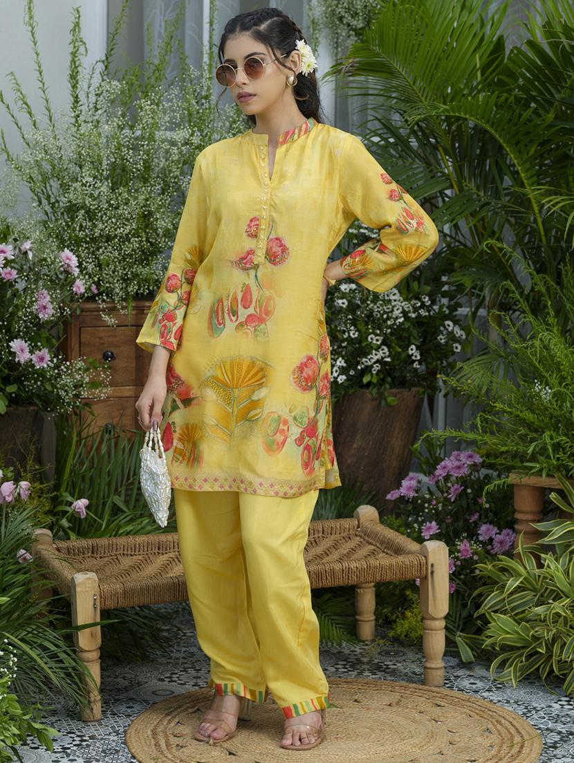 women floral print three quarter sleeve ethnic co-ord set - 22039721 -  Standard Image - 1