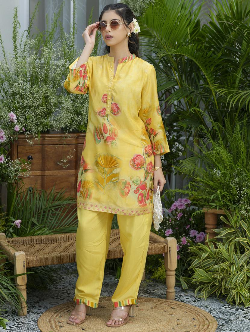 women floral print three quarter sleeve ethnic co-ord set - 22039721 - Standard Image - 4