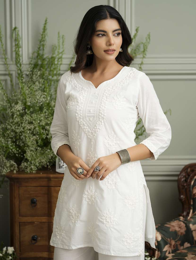 women embroidered three quarter sleeve ethnic co-ord set - 22039722 -  Standard Image - 4
