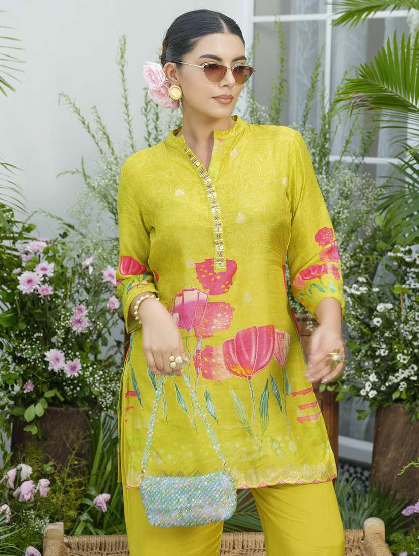 women floral print three quarter sleeve ethnic co-ord set - 22039726 -  Standard Image - 1