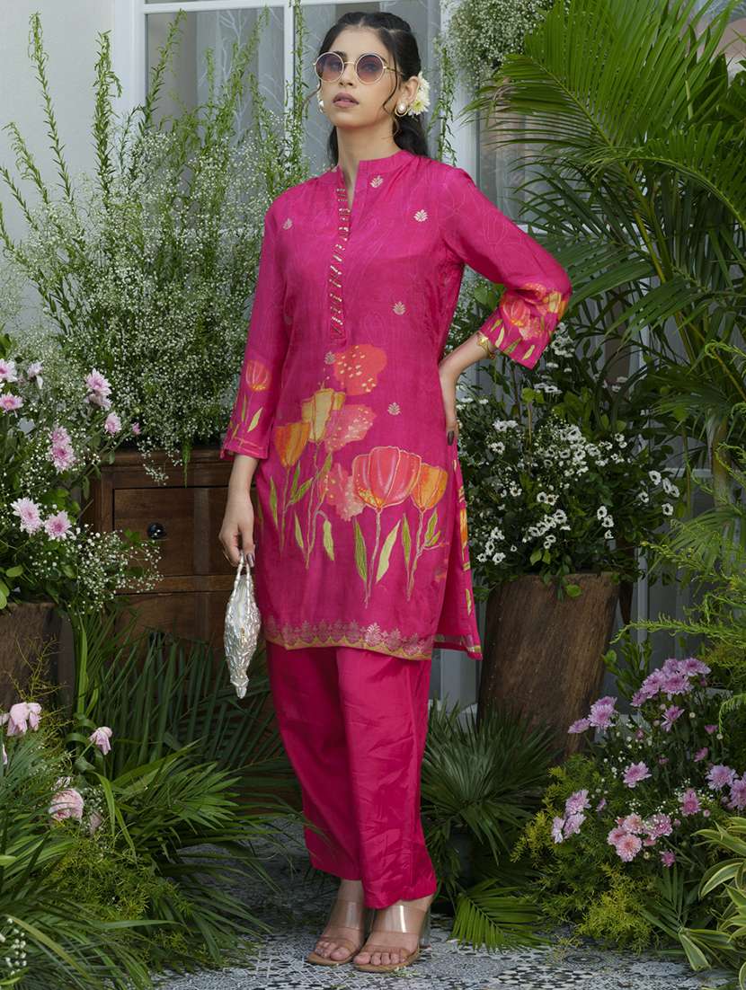 women floral print three quarter sleeve ethnic co-ord set - 22039727 -  Standard Image - 1