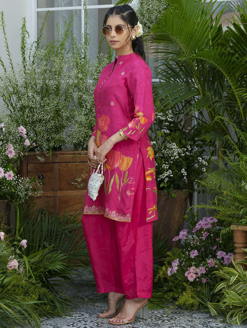 women floral print three quarter sleeve ethnic co-ord set - 22039727 -  Standard Image - 4