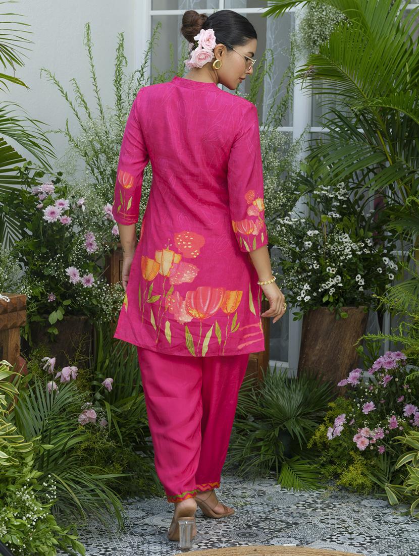 women floral print three quarter sleeve ethnic co-ord set - 22039729 - Standard Image - 4