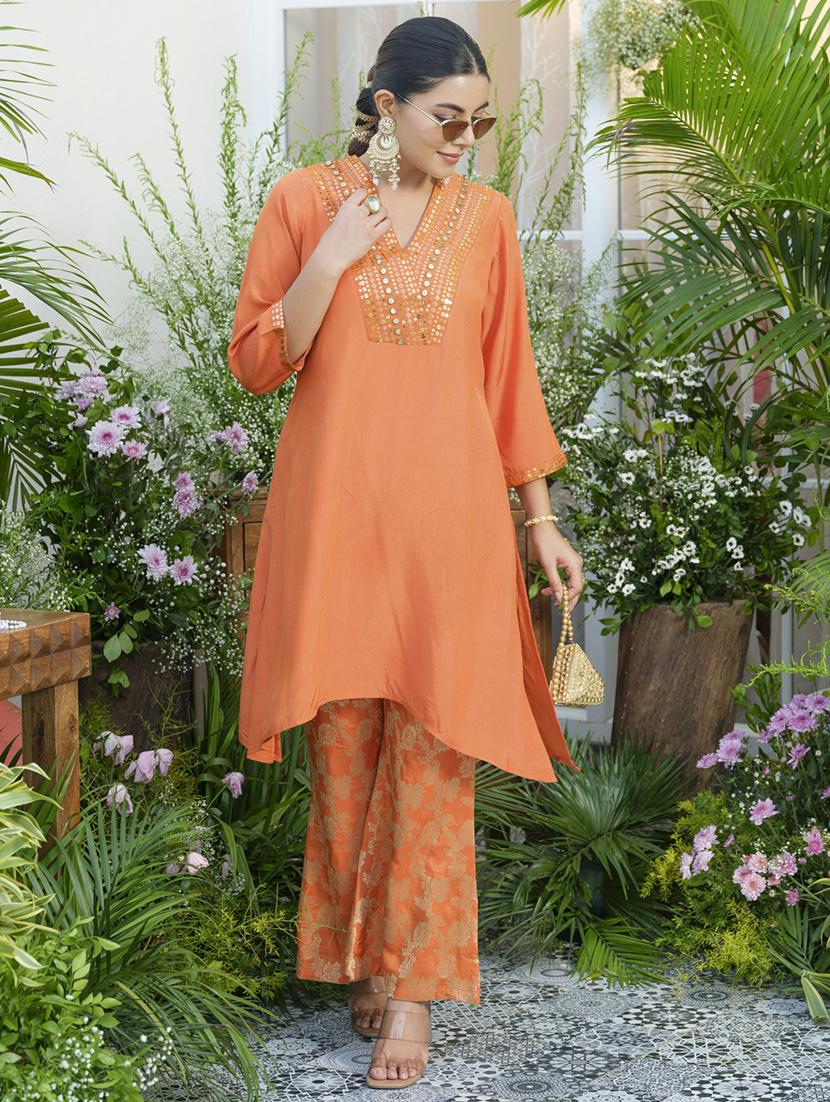 women embroidered three quarter sleeve ethnic co-ord setco-ord set - 22039738 - Standard Image - 4