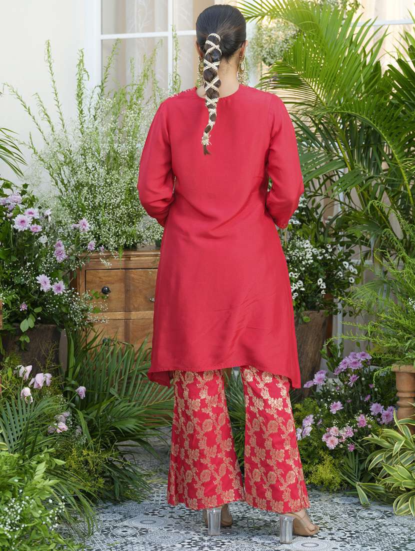 women embroidered three quarter sleeve ethnic co-ord set - 22039740 - Standard Image - 4