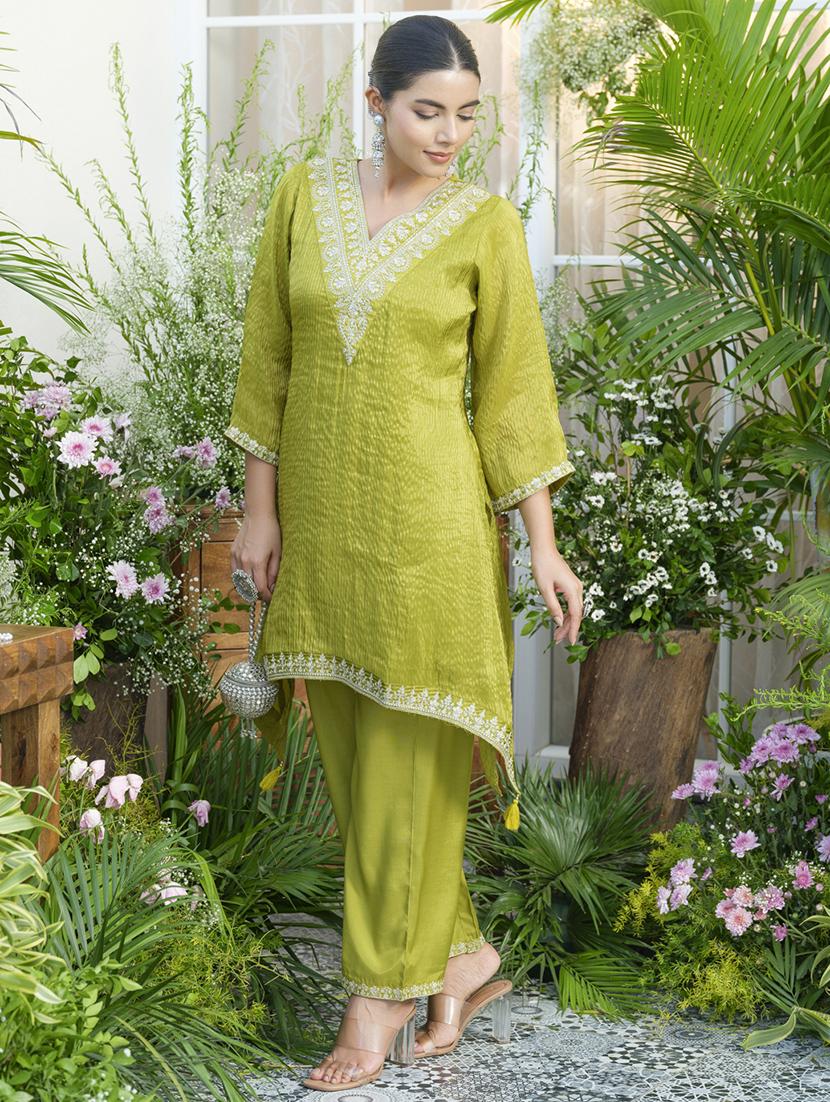 women embroidered three quarter sleeve ethnic co-ord set - 22039743 - Standard Image - 4