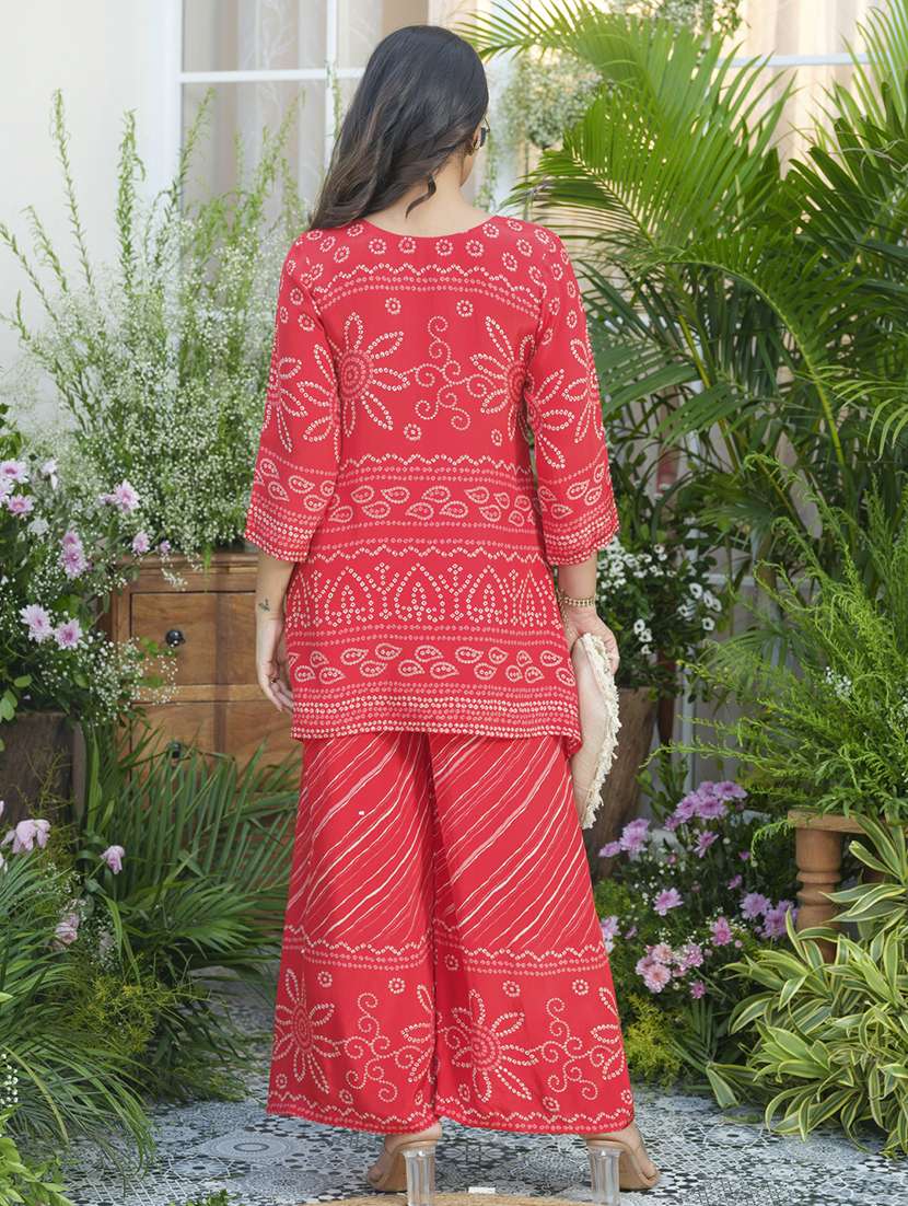 women printed three quarter sleeve ethnic co-ord set - 22039748 - Standard Image - 4