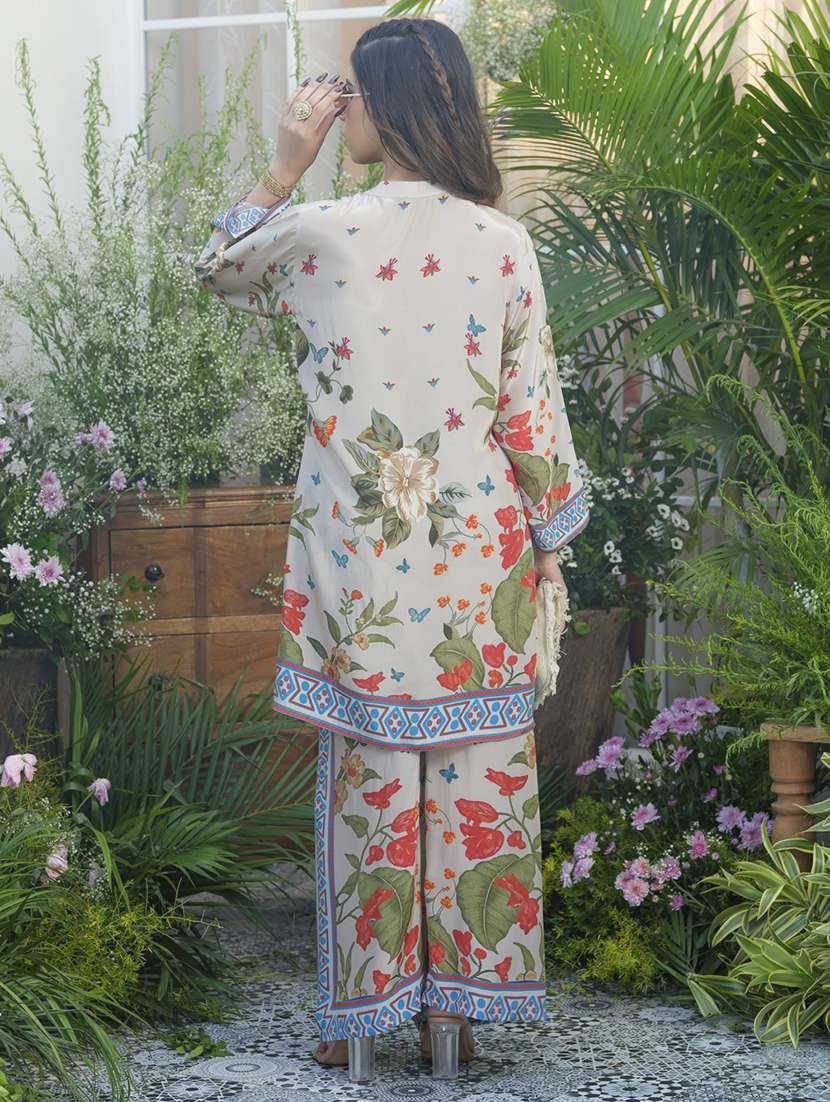 women printed three quarter sleeve ethnic co-ord set - 22039751 - Standard Image - 4