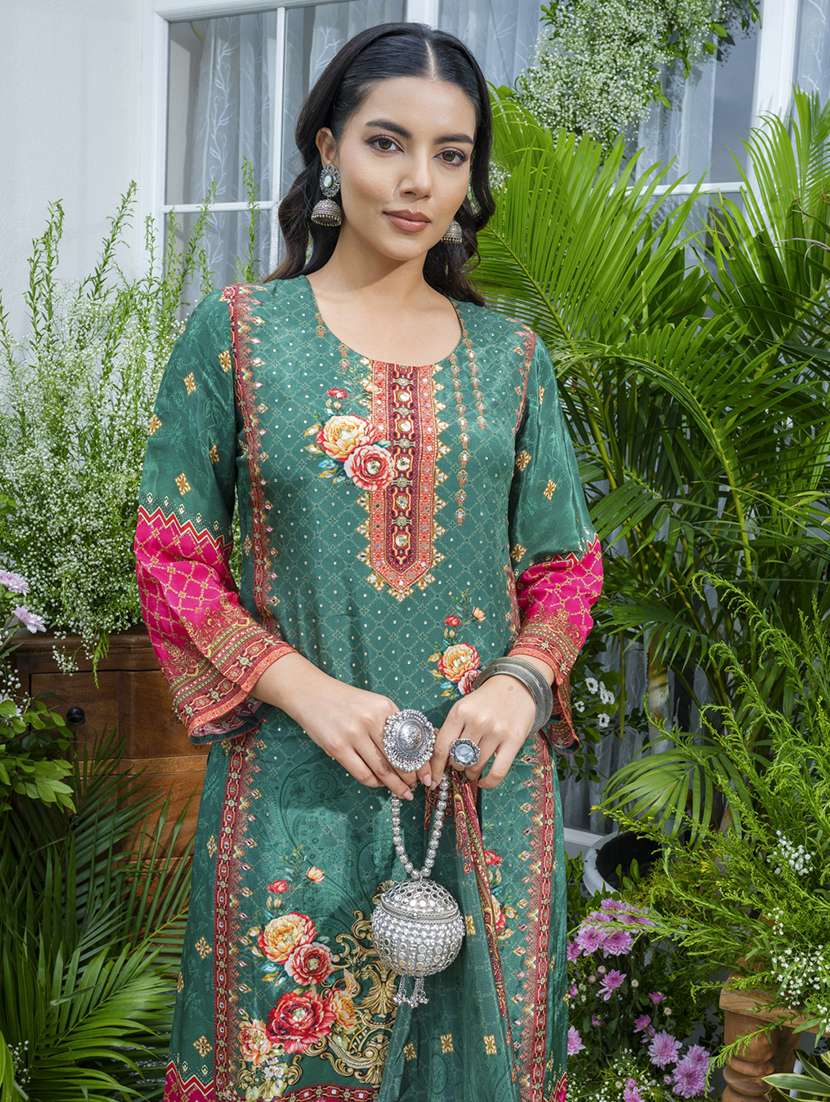 women printed kurta and pant with dupatta set - 22039752 - Standard Image - 1