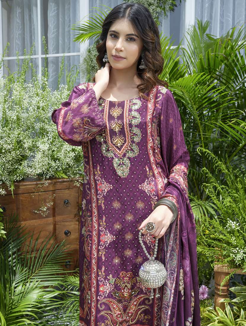 women printed kurta and pant with dupatta set - 22039753 -  Standard Image - 1