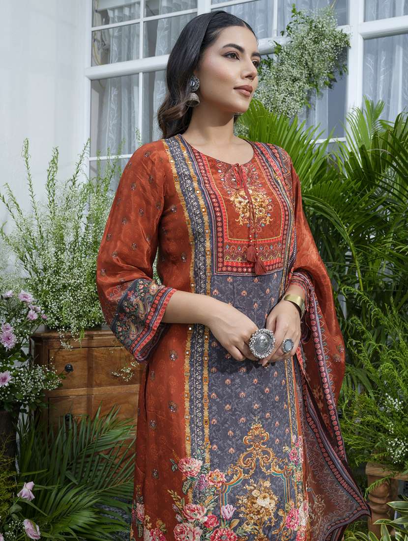 women printed kurta and pant with dupatta set - 22039754 -  Standard Image - 1