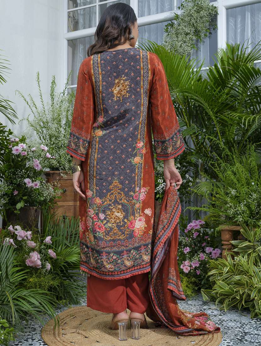 women printed kurta and pant with dupatta set - 22039754 -  Standard Image - 4