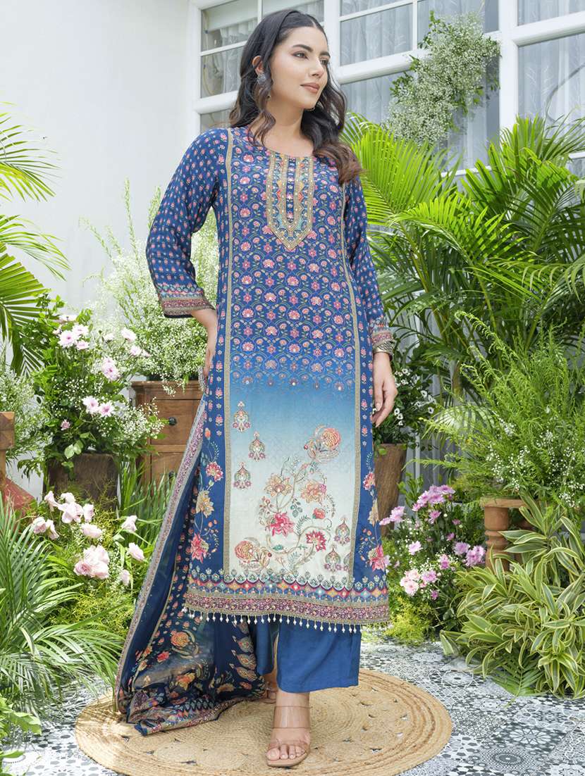 women printed kurta and pant with dupatta set - 22039756 -  Standard Image - 1