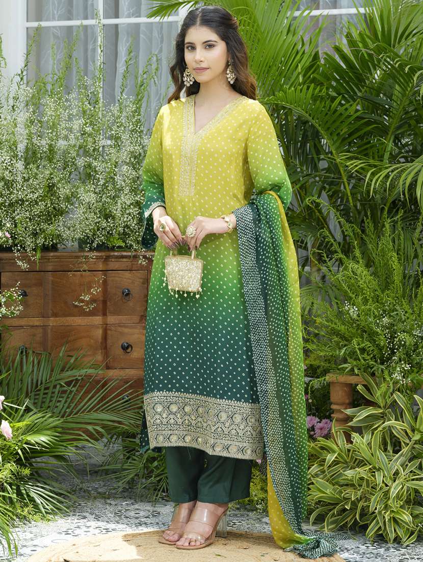 women printed kurta and pant with dupatta set - 22039759 - Standard Image - 1