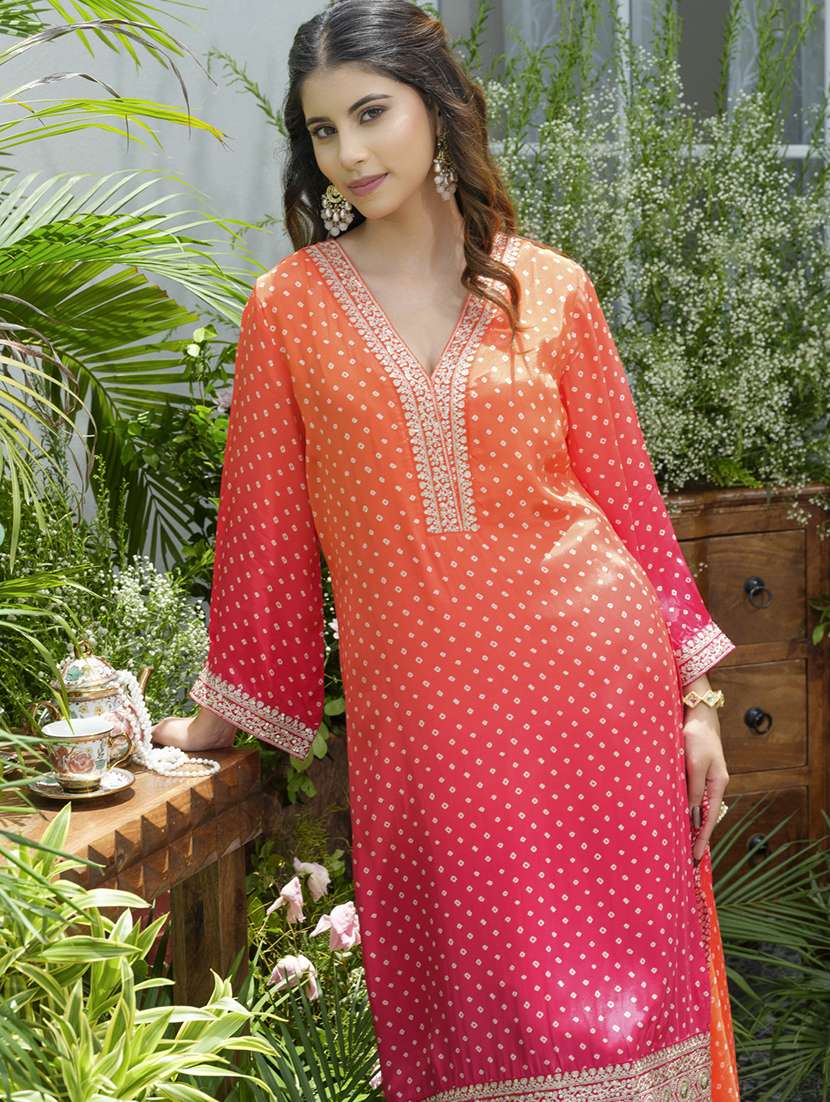 women printed kurta and pant with dupatta set - 22039761 - Standard Image - 1