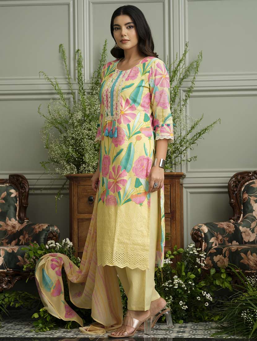 women printed kurta and pant with dupatta set - 22039773 -  Standard Image - 1
