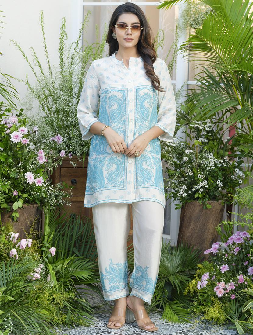 women printed three quarter sleeve ethnic co-ord set - 22039781 - Standard Image - 4