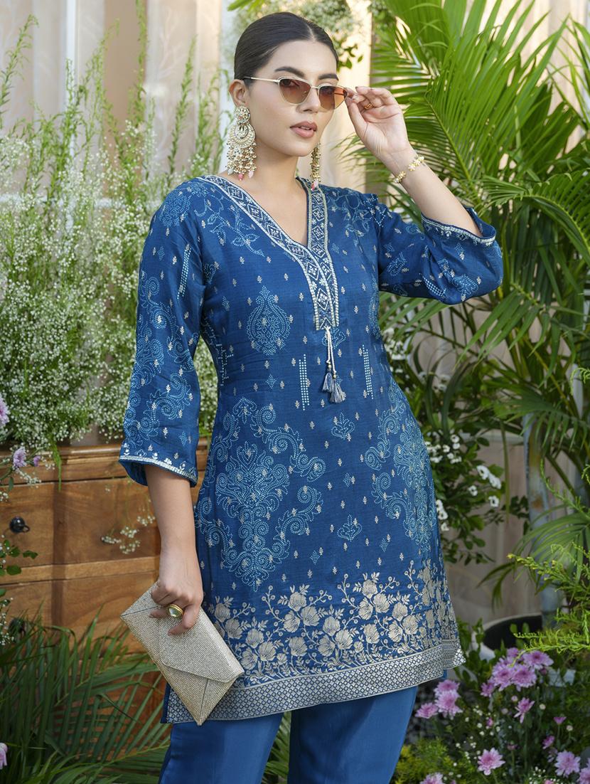 women printed three quarter sleeve ethnic co-ord set - 22039782 - Standard Image - 4