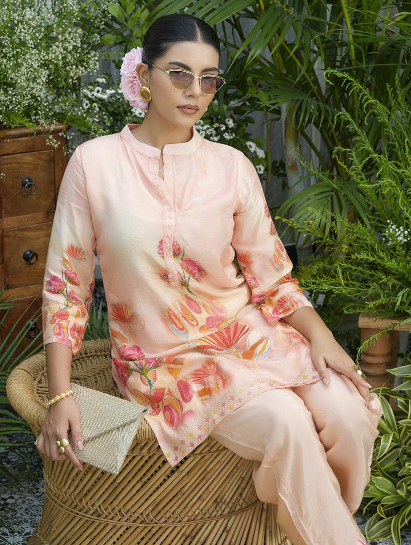 women floral print three quarter sleeve ethnic co-ord set - 22039785 - Standard Image - 4