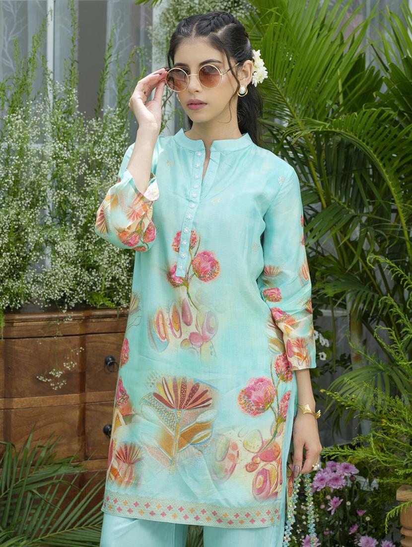women floral print three quarter sleeve ethnic co-ord set - 22039786 - Standard Image - 1