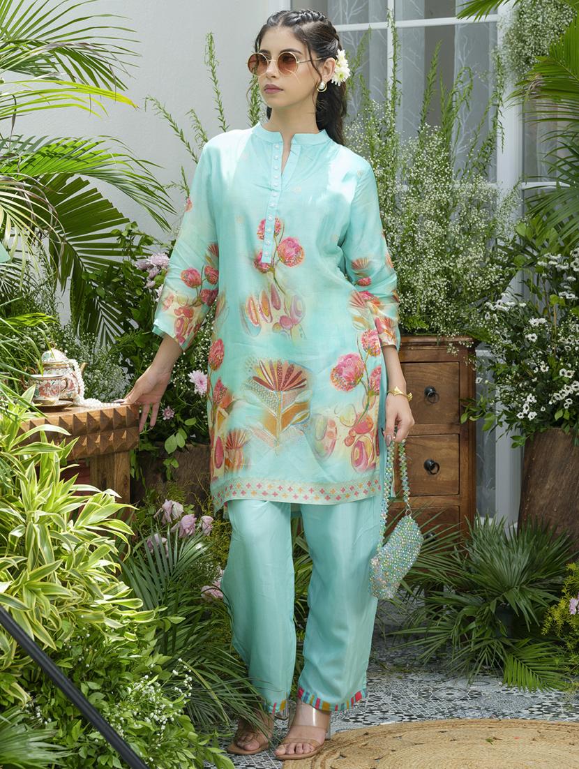 women floral print three quarter sleeve ethnic co-ord set - 22039786 - Standard Image - 4