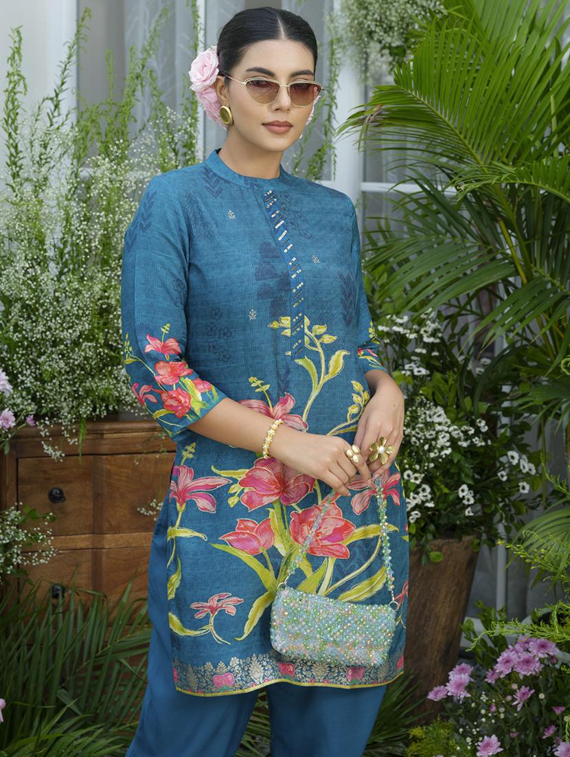 women floral print three quarter sleeve ethnic co-ord set - 22039787 - Standard Image - 4