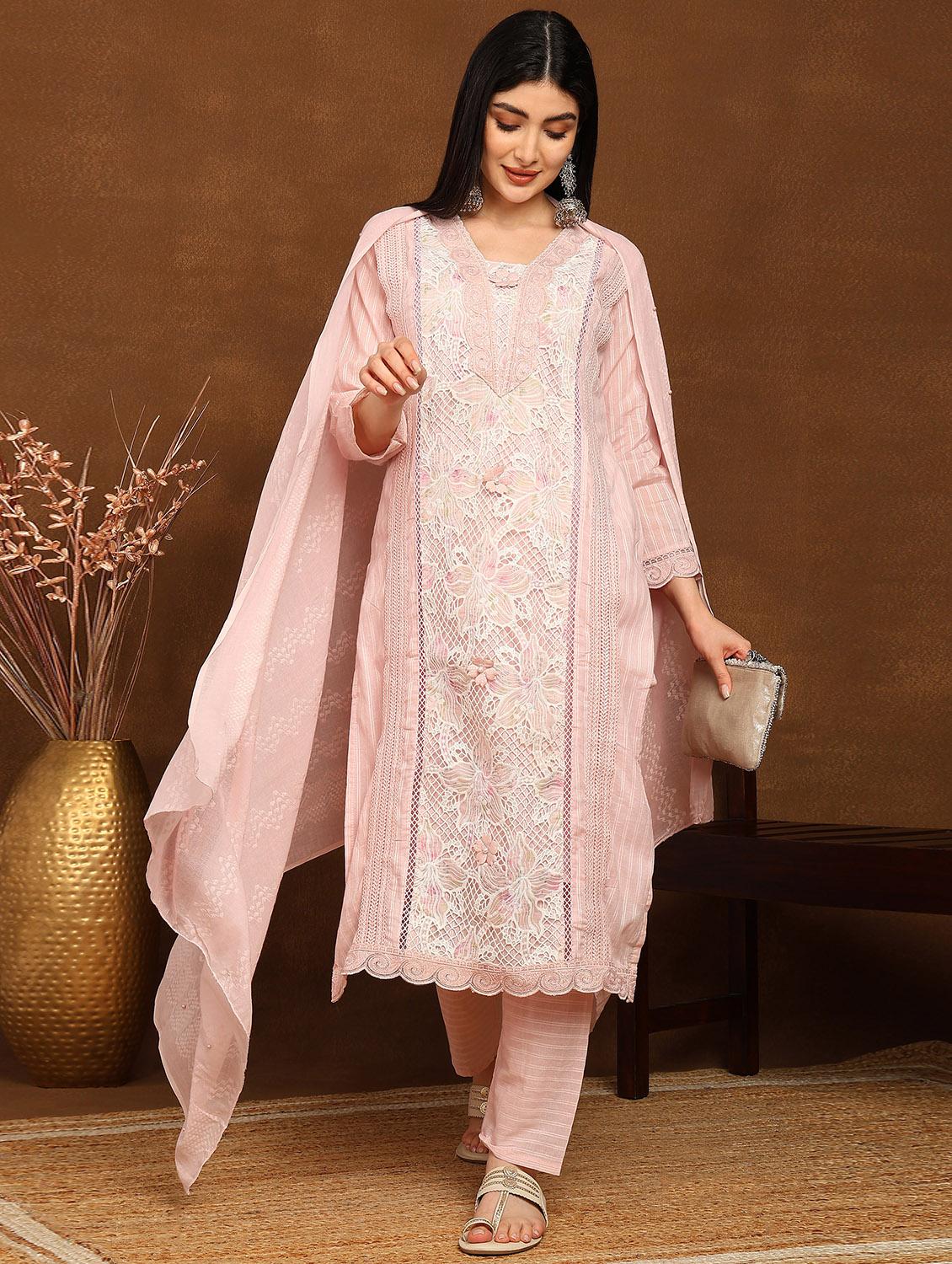 women embroidered kurta and pant with dupatta set - 22039789 -  Standard Image - 1