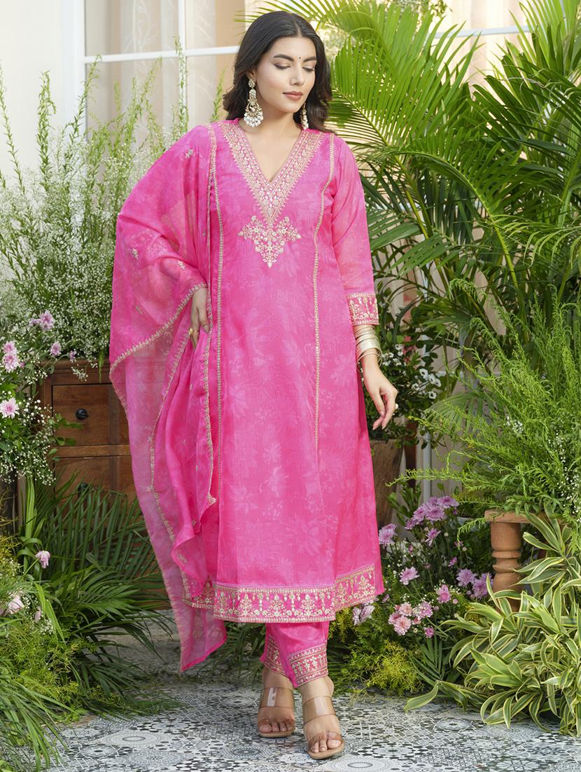 women embroidered kurta and pant with dupatta set - 22039790 - Standard Image - 1