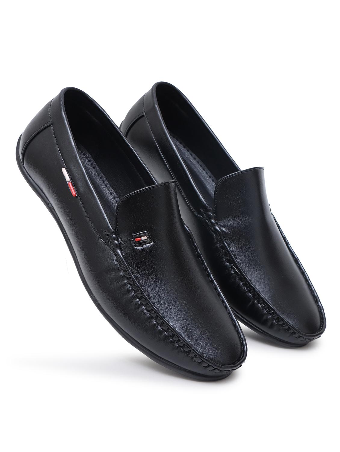 men solid black slip on loafer - 22039795 -  Standard Image - 1