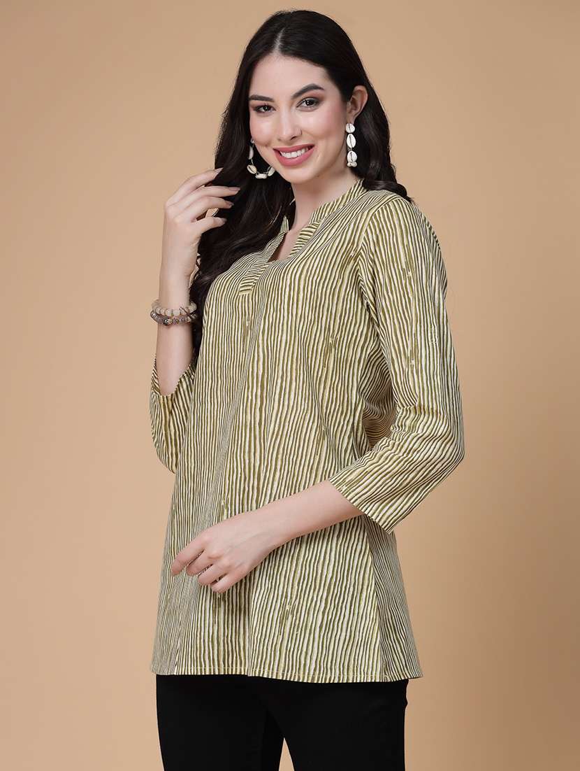 women printed three quarter sleeve kurti - 22039817 - Standard Image - 1