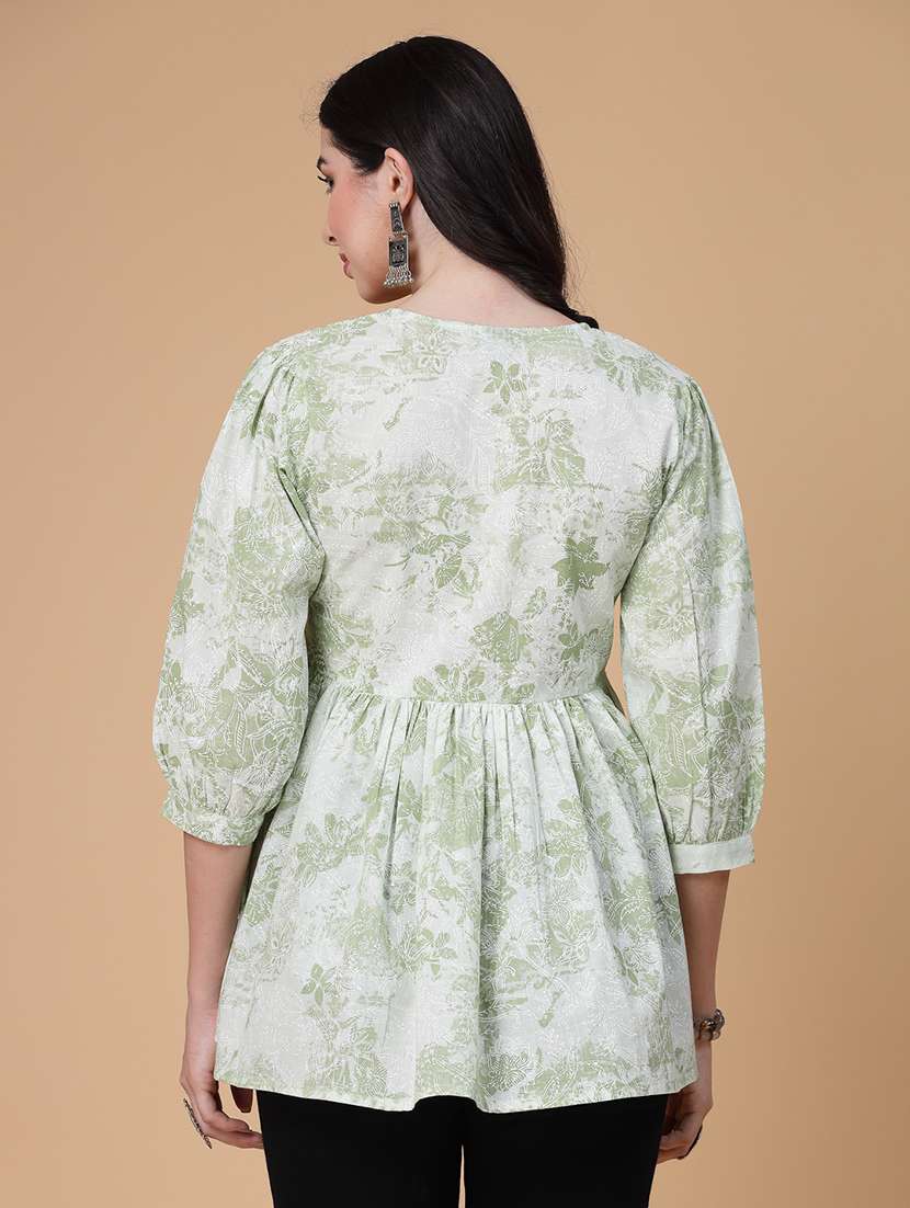 women printed three quarter sleeve flared kurti - 22039821 - Standard Image - 4