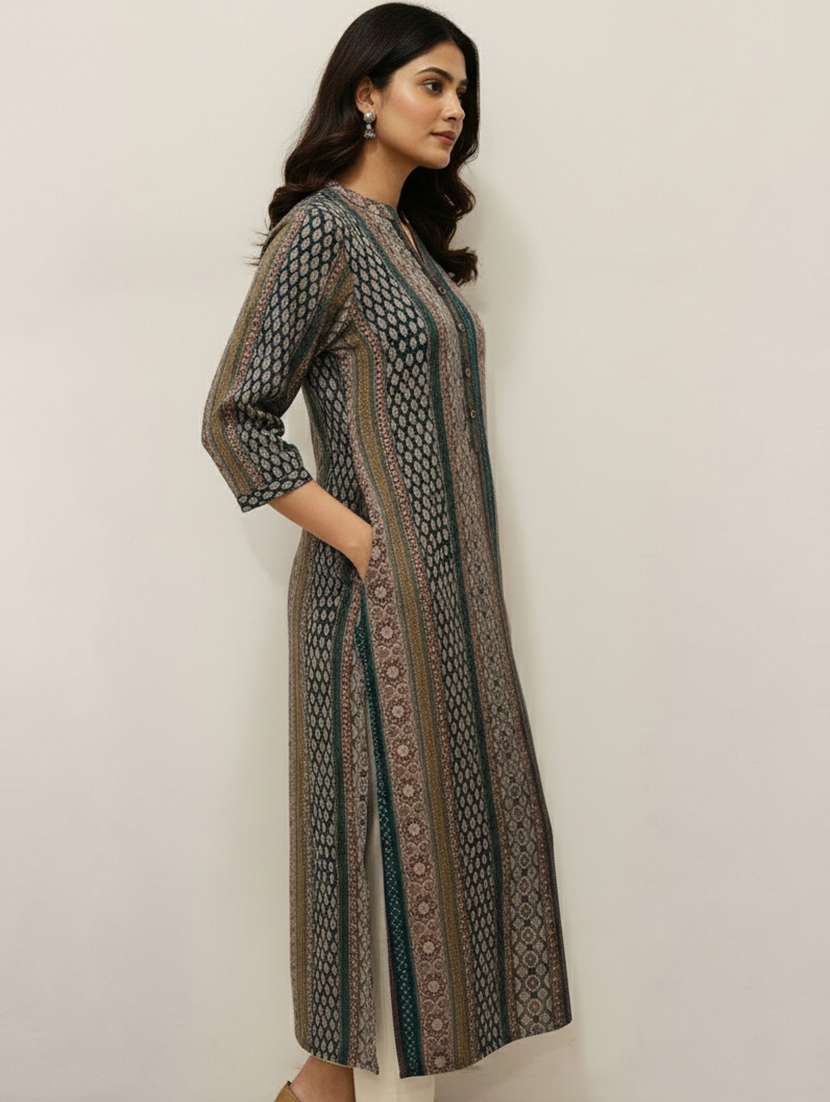 women printed mandarin neck straight kurta - 22039972 -  Standard Image - 1