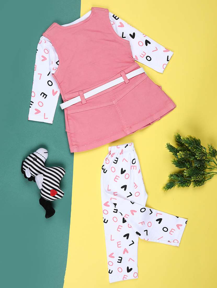 purple girls printed round neck full length set active wear set twin sets & jump suit - 22040323 -  Standard Image - 1