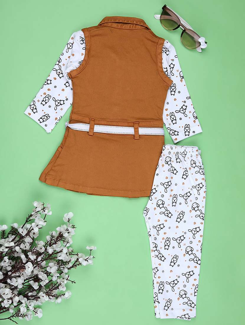 girls printed round neck full length set - 22040326 -  Standard Image - 1