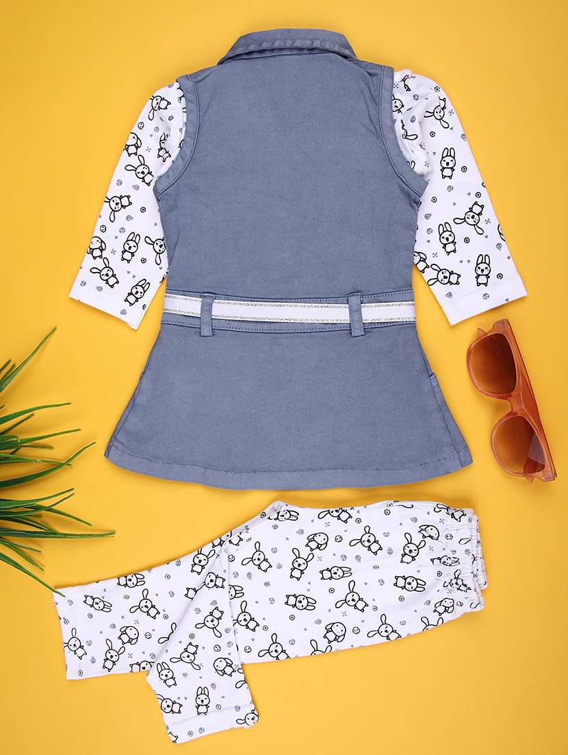 girls printed round neck full length set - 22040327 -  Standard Image - 1