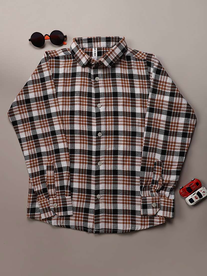 boys checkered long sleeve casual shirt