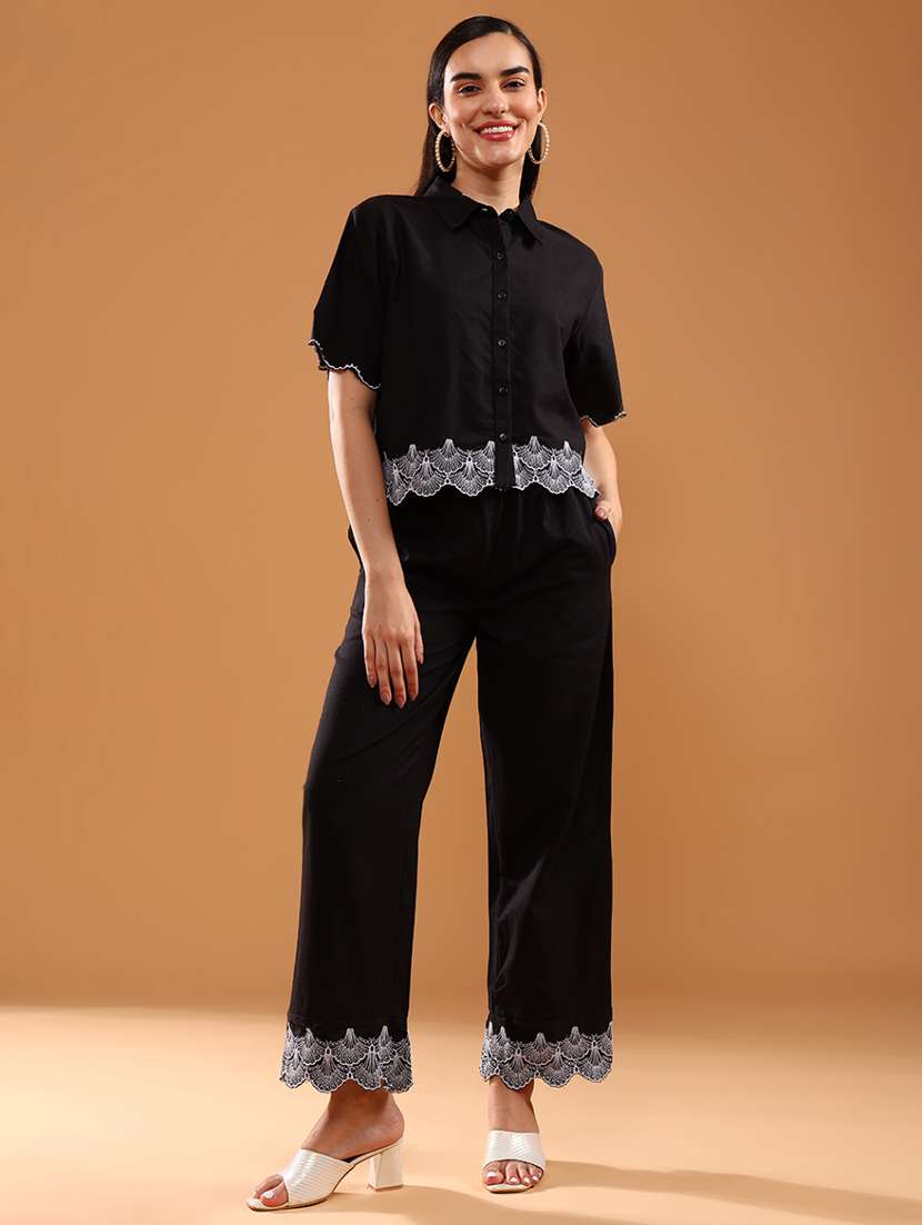 women solid with work short sleeve regular fit shirt - 22040447 -  Standard Image - 4