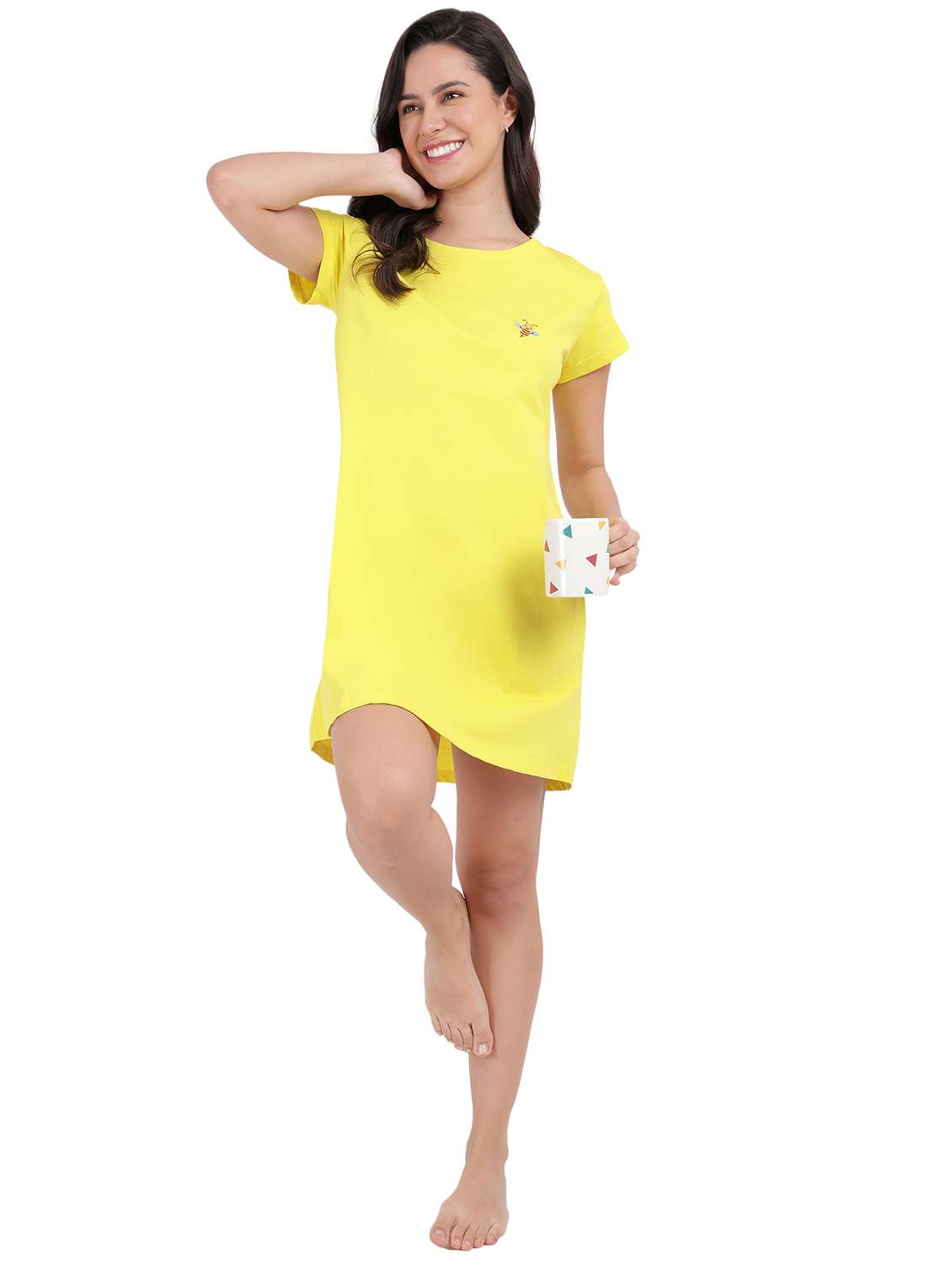 women solid short sleeve sleepshirt - 22040466 -  Standard Image - 4