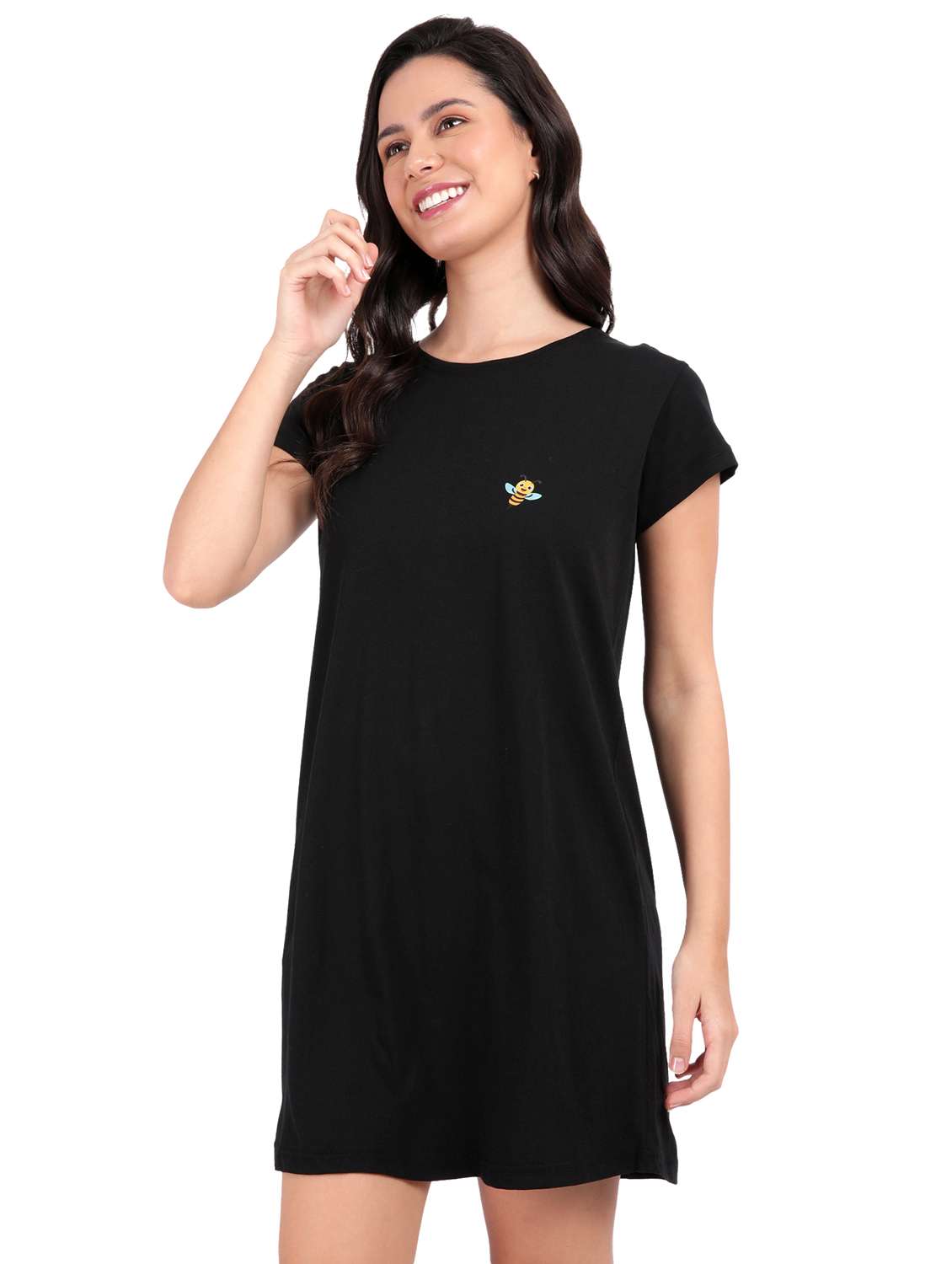 women solid short sleeve sleepshirt - 22040467 -  Standard Image - 1