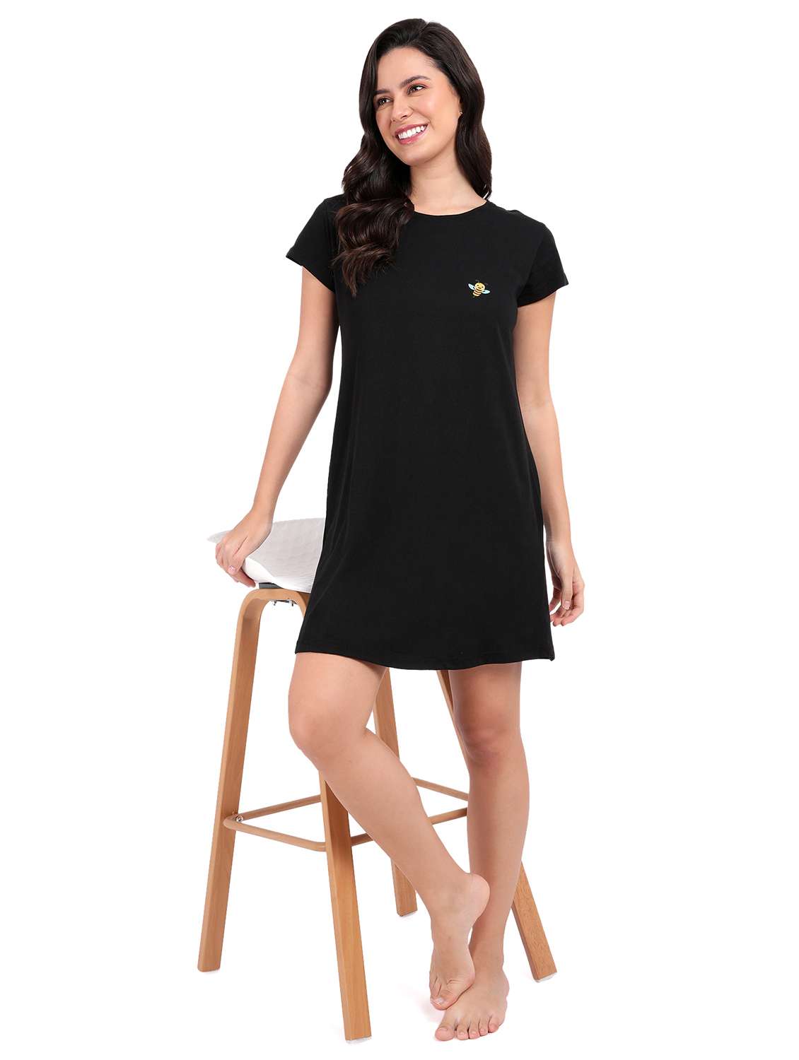 women solid short sleeve sleepshirt - 22040467 -  Standard Image - 4