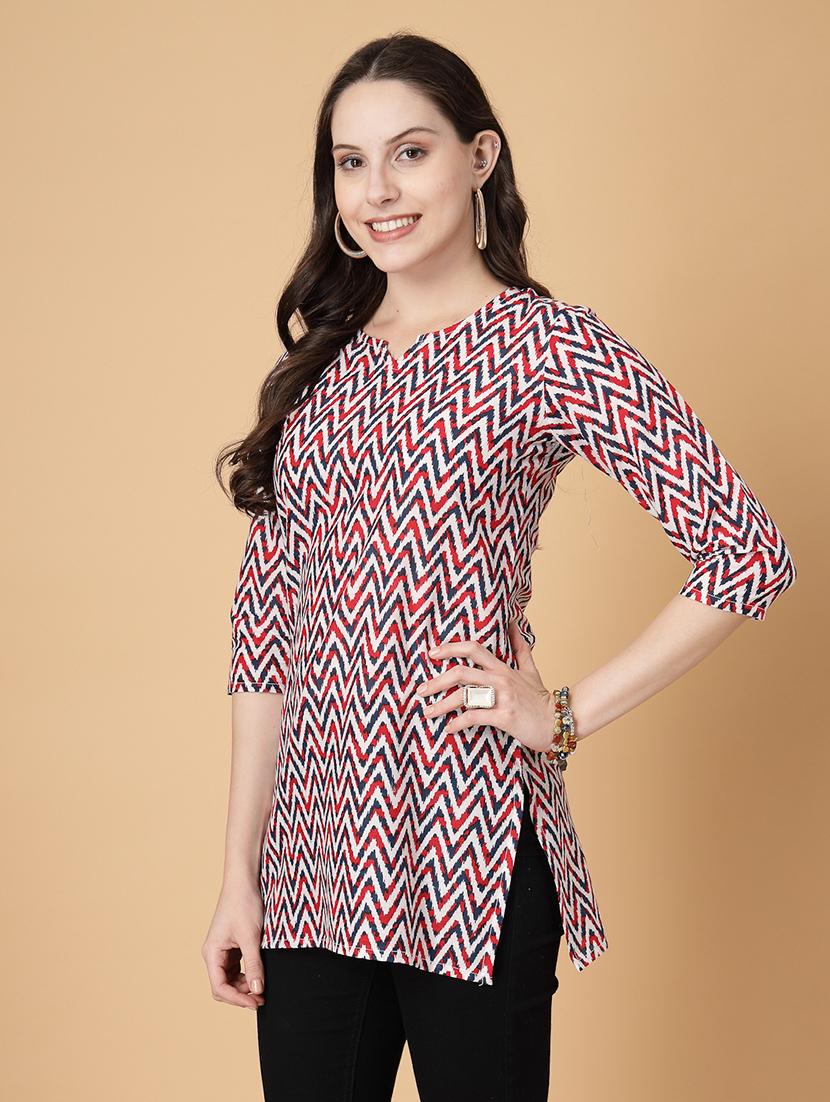 women printed three quarter sleeve straight kurti - 22040853 -  Standard Image - 1