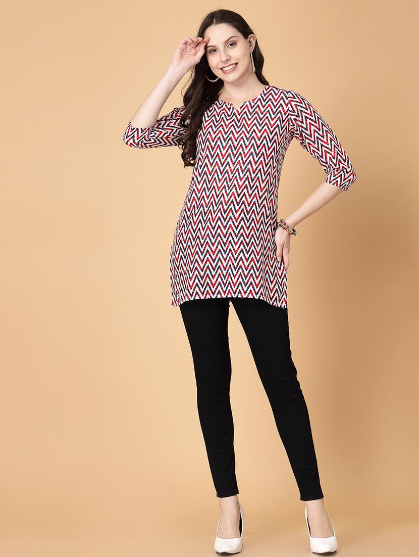 women printed three quarter sleeve straight kurti - 22040853 - Standard Image - 4