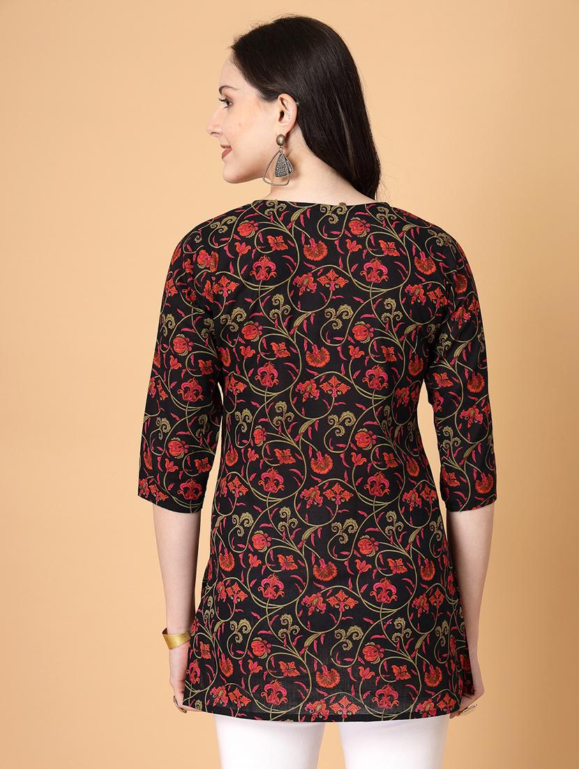 women printed three quarter sleeve straight kurti - 22040854 - Standard Image - 4